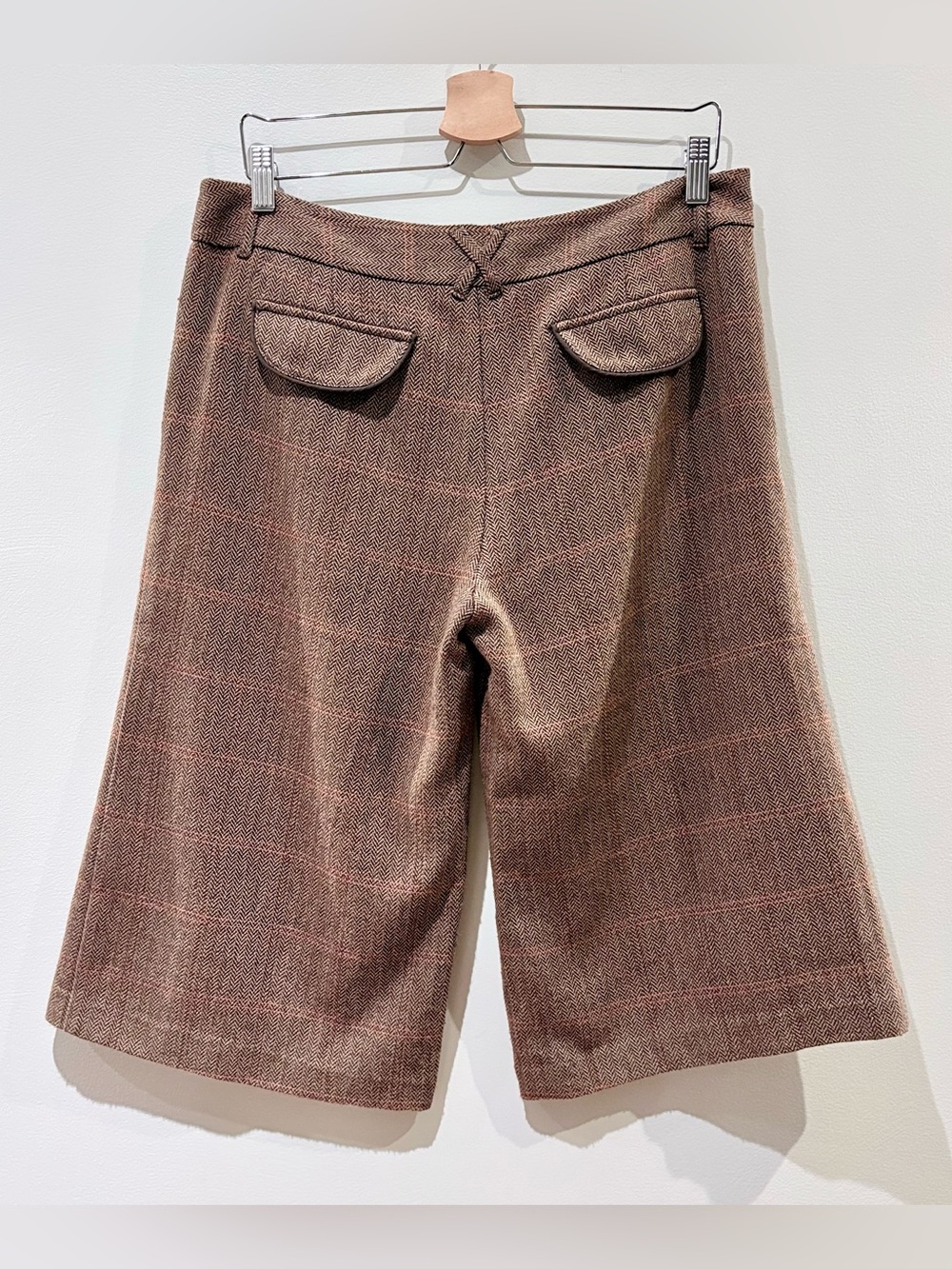 Bossini Brown Plaid Wool Blend Culottes Wide Leg Capris - Size XL - Picture 4 of 10